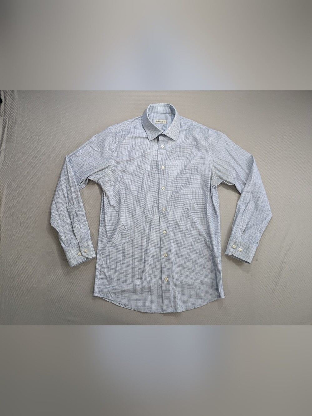 Collars & Co Quattro Flex Dress Shirt with Semi-Spread Collar Blue Check Sz S